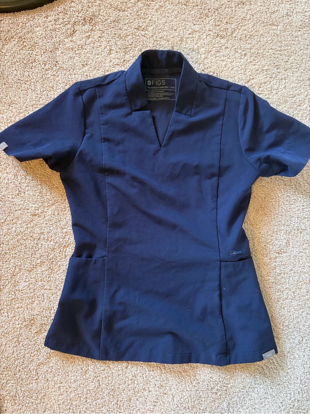 Figs Women's Navy Button-Down Style Scrub Top